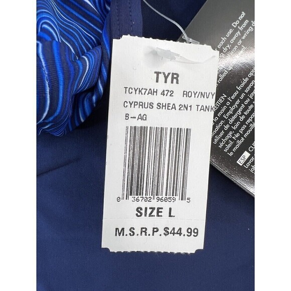 TYR Navy/Blue Cyprus Shea 2-In-1 Tank Swim Top Swimwear Women's Large - Picture 7 of 9